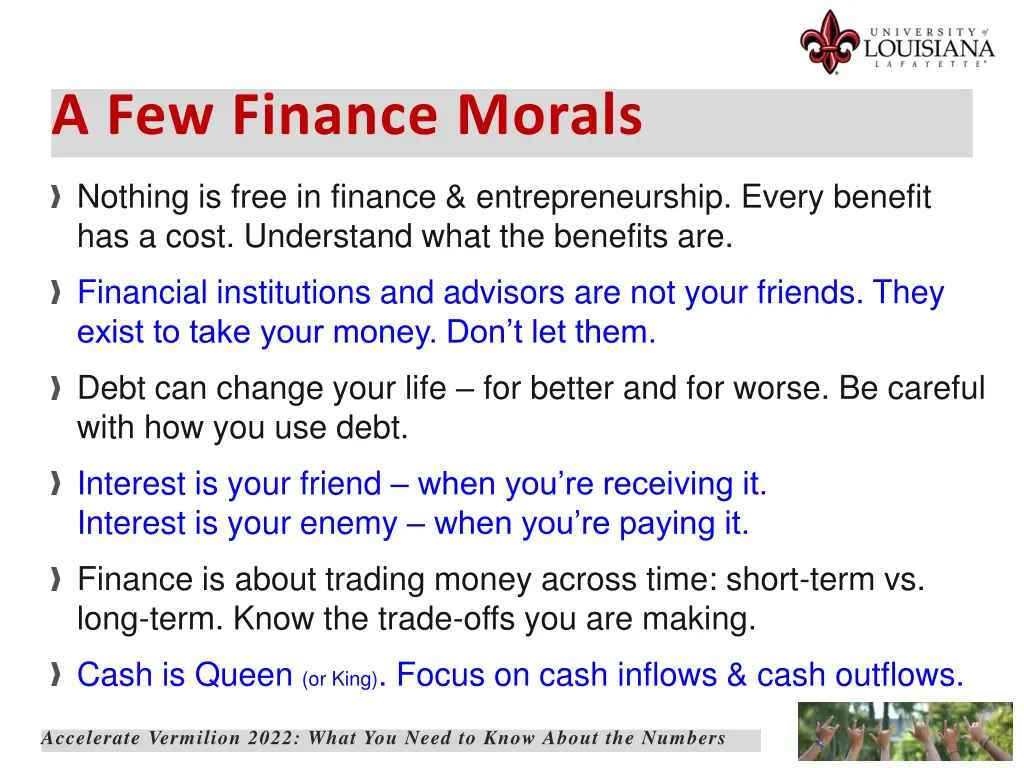 a few finance morals