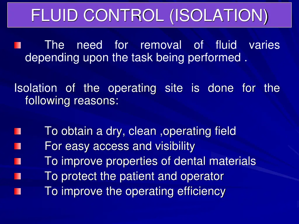 fluid control isolation