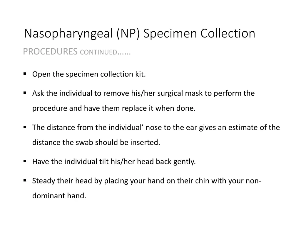 nasopharyngeal np specimen collection 1