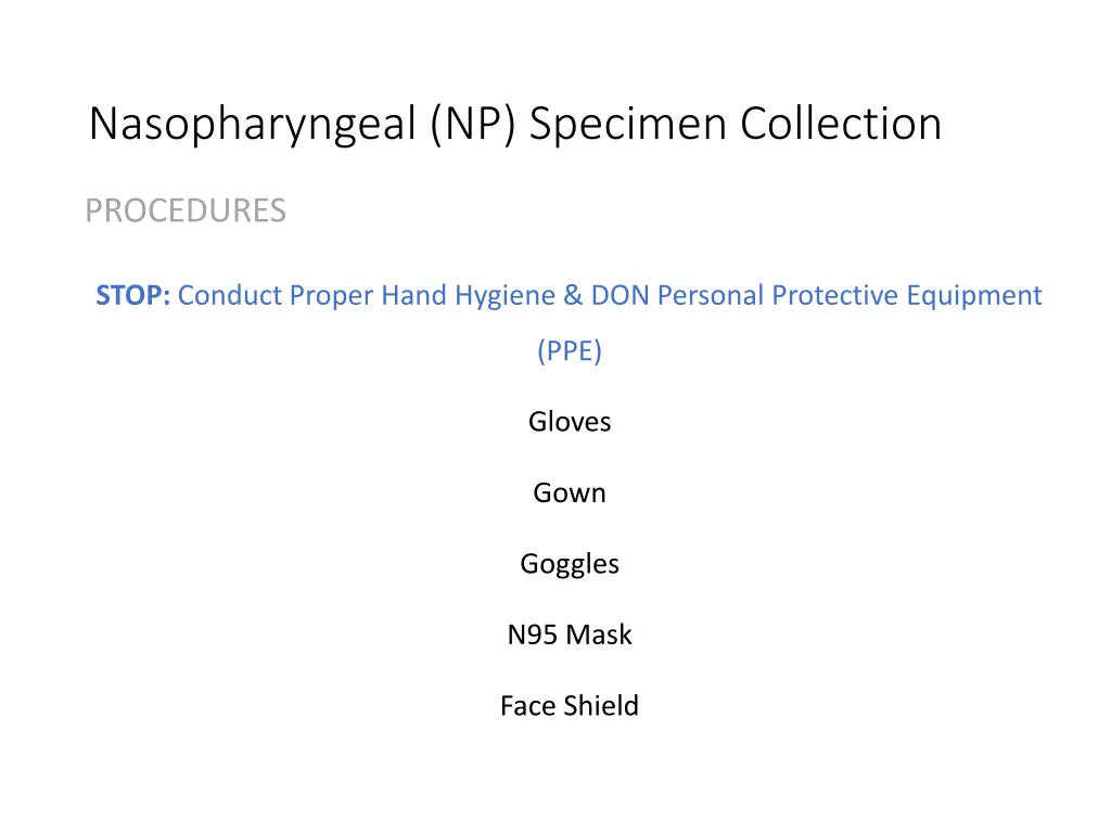 nasopharyngeal np specimen collection