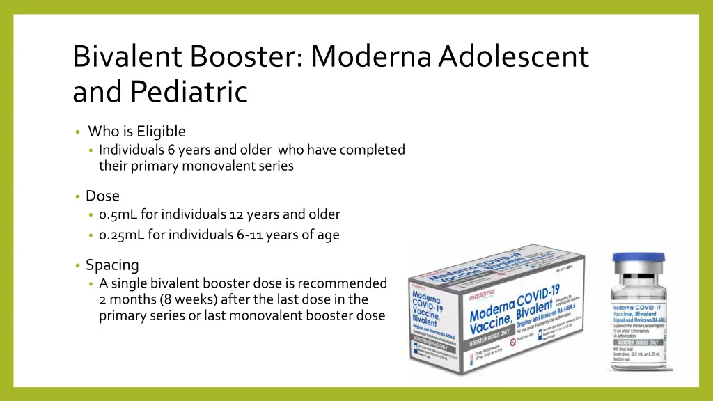 bivalent booster moderna adolescent and pediatric