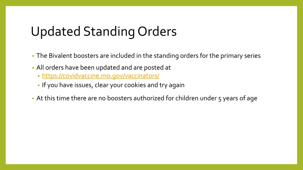 updated standing orders