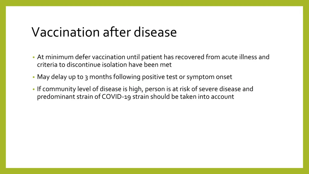 vaccination after disease