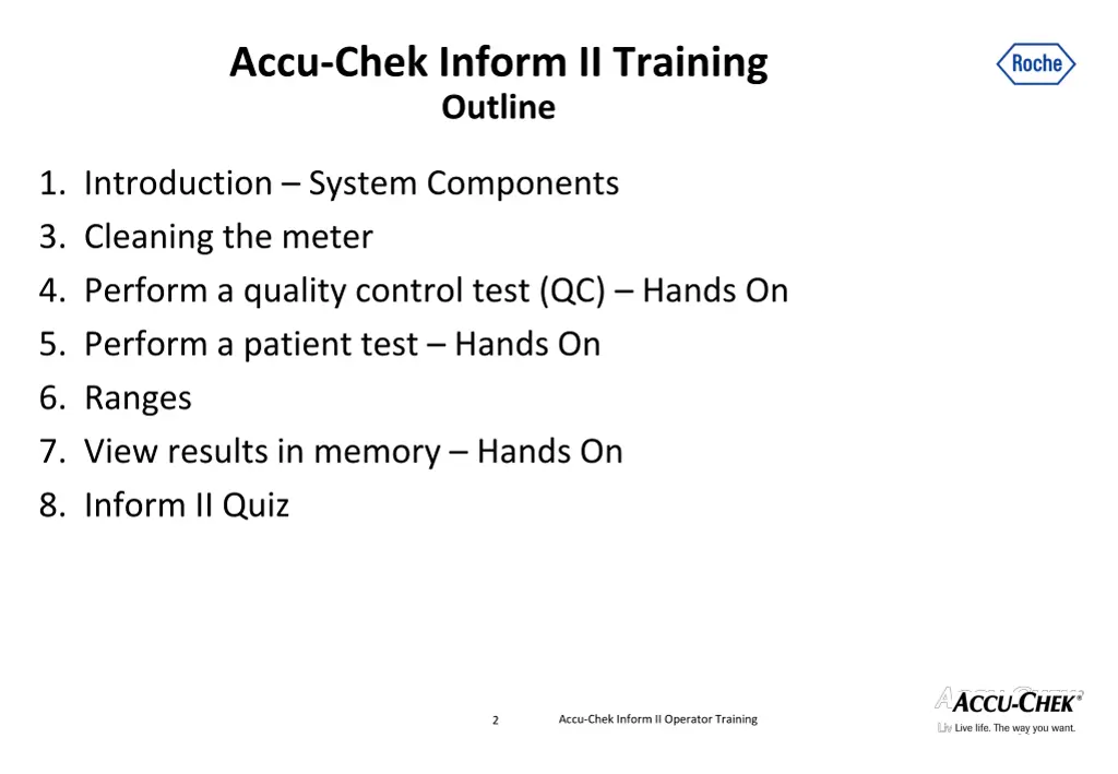 accu chek inform ii training outline