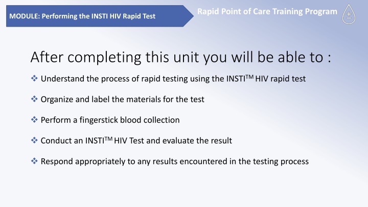 rapid point of care training program