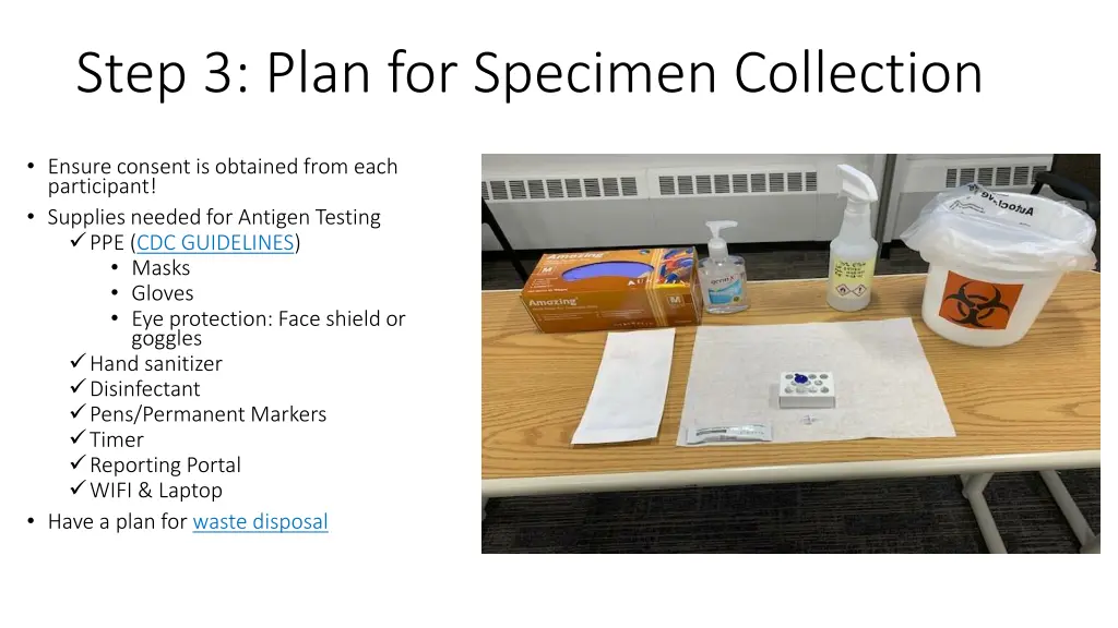 step 3 plan for specimen collection