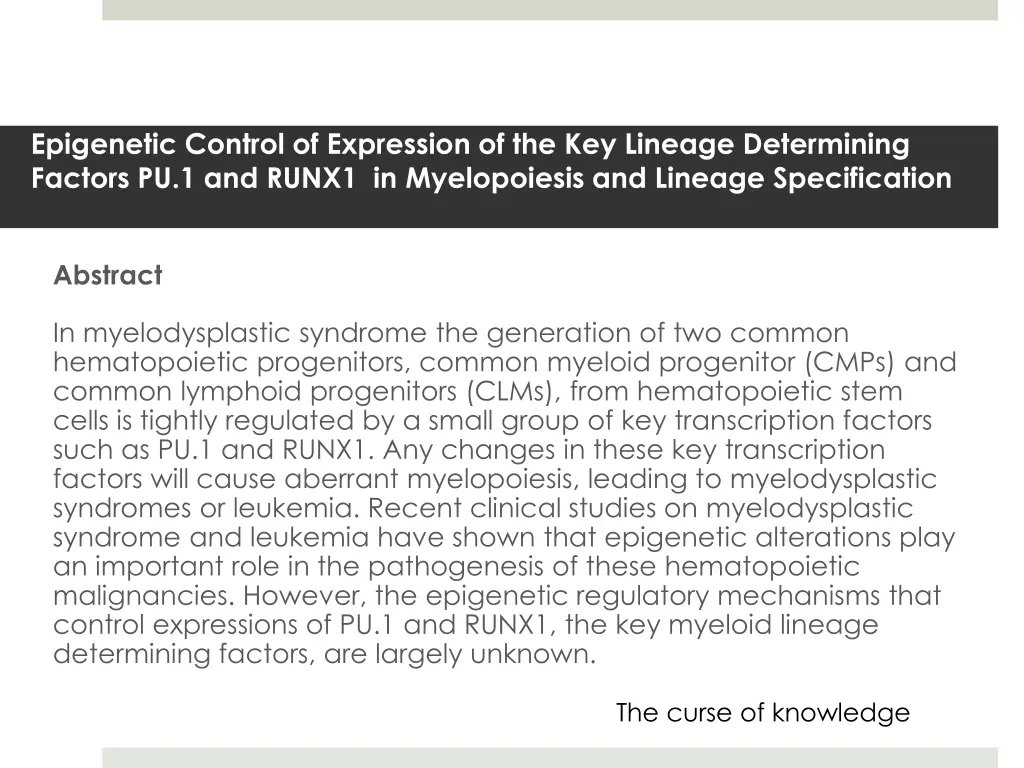 epigenetic control of expression