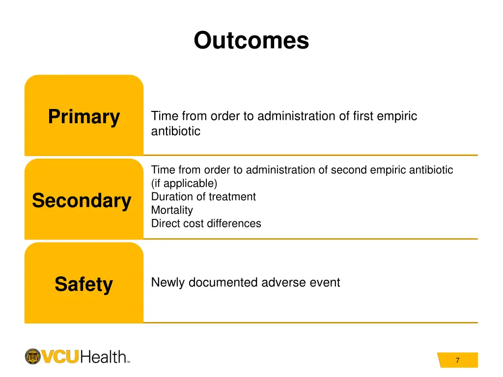 outcomes