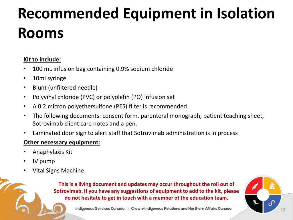 recommended equipment in isolation rooms