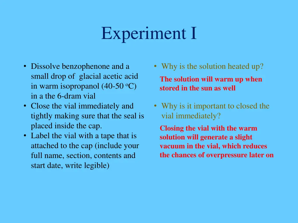 experiment i