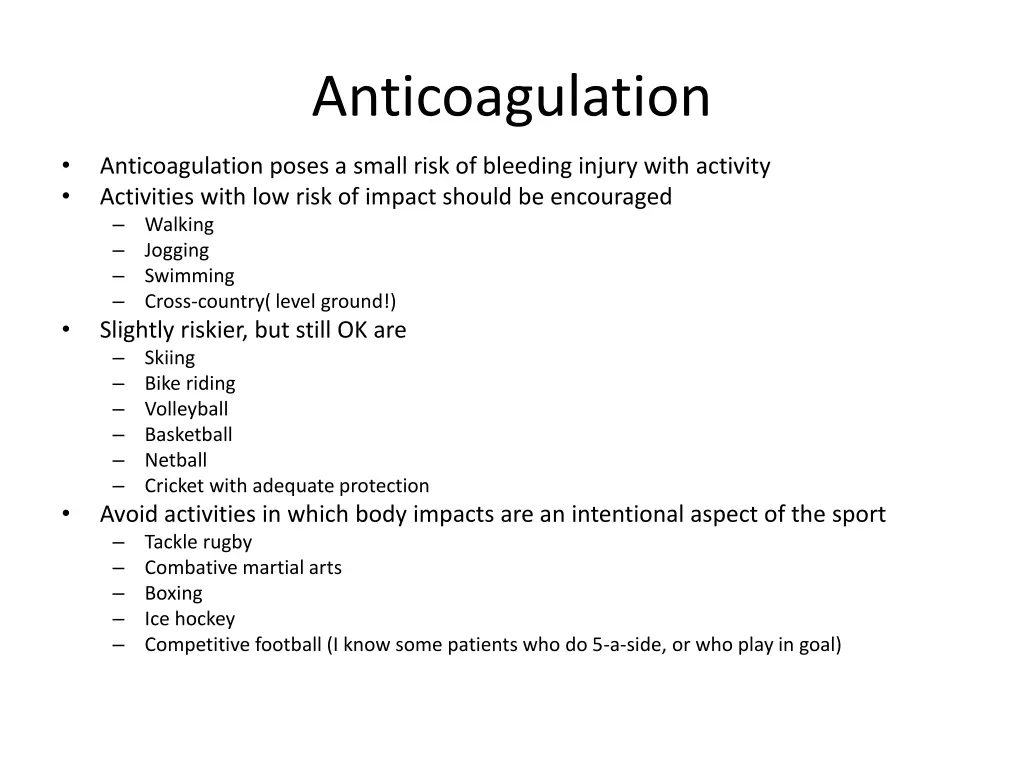 anticoagulation