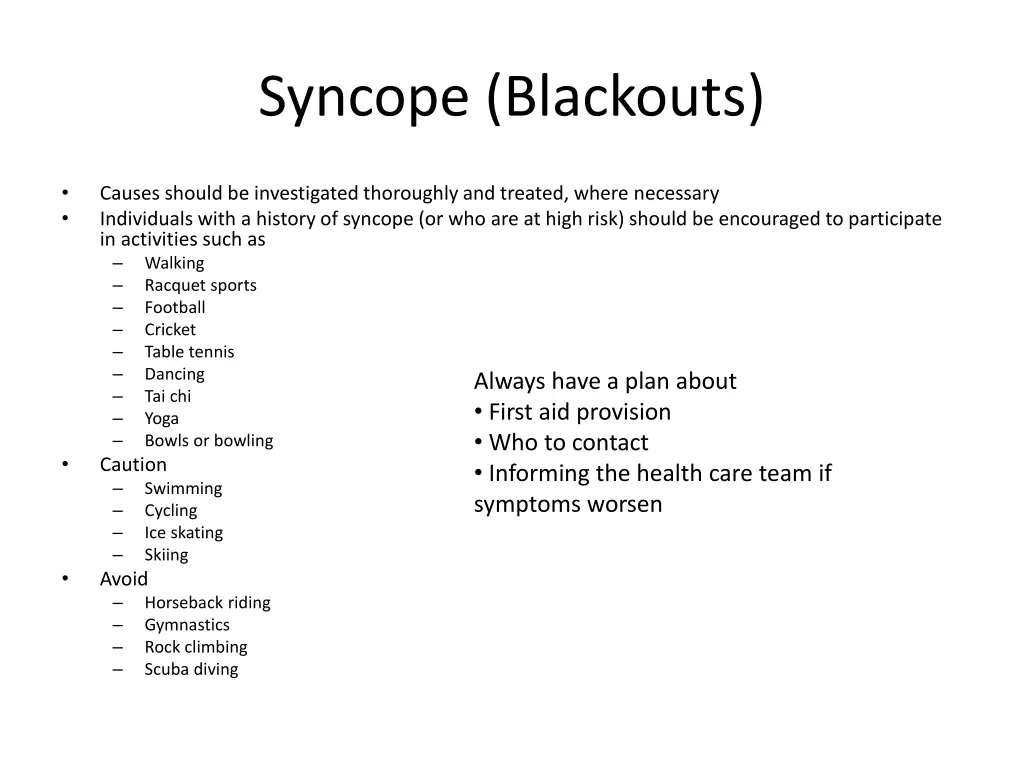 syncope blackouts