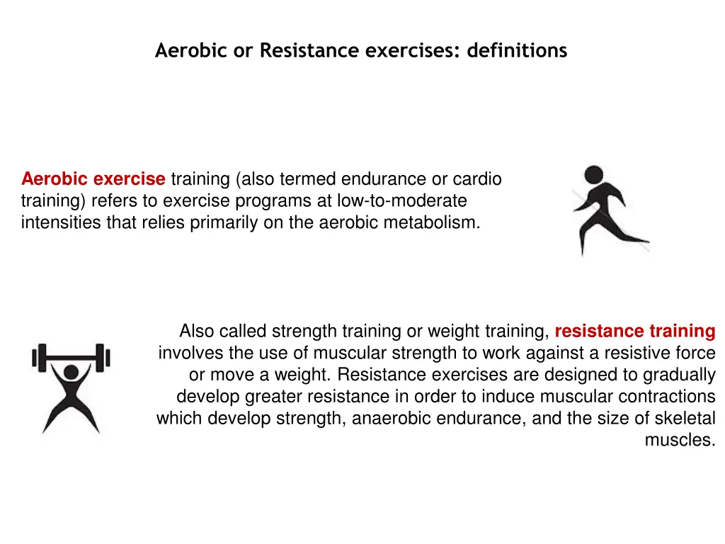 aerobic or resistance exercises definitions