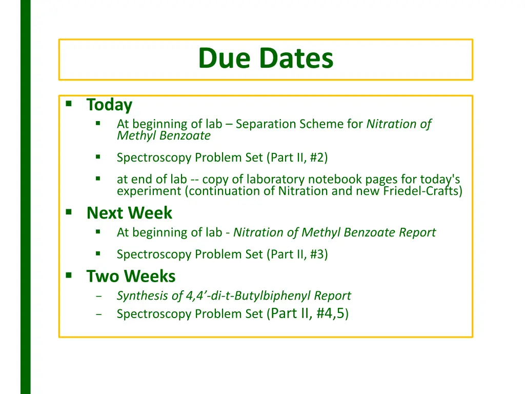 due dates