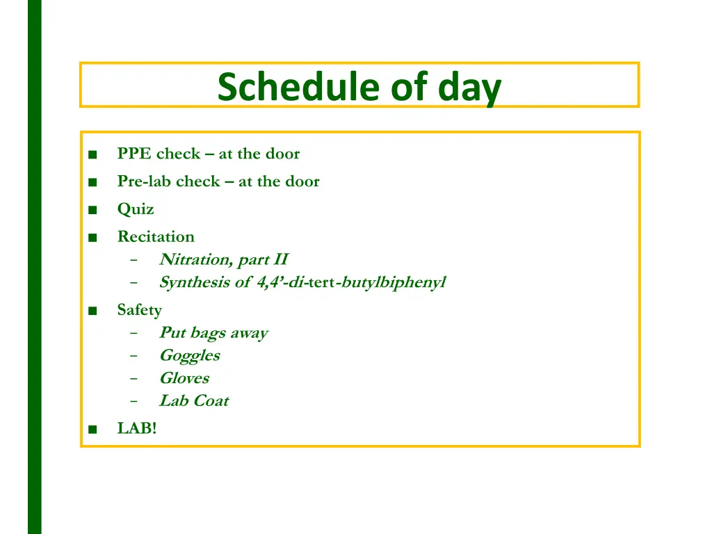 schedule of day