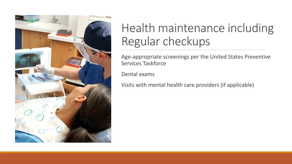 health maintenance including regular checkups