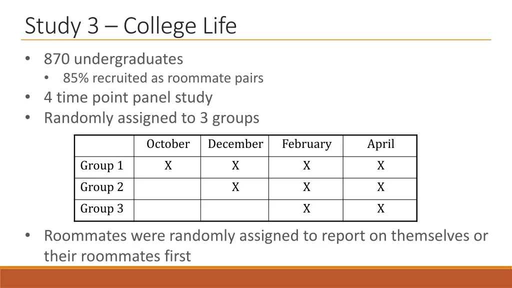 study 3 college life