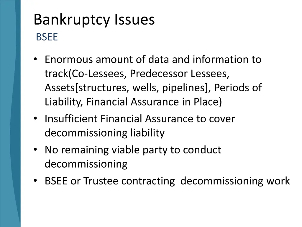 bankruptcy issues bsee