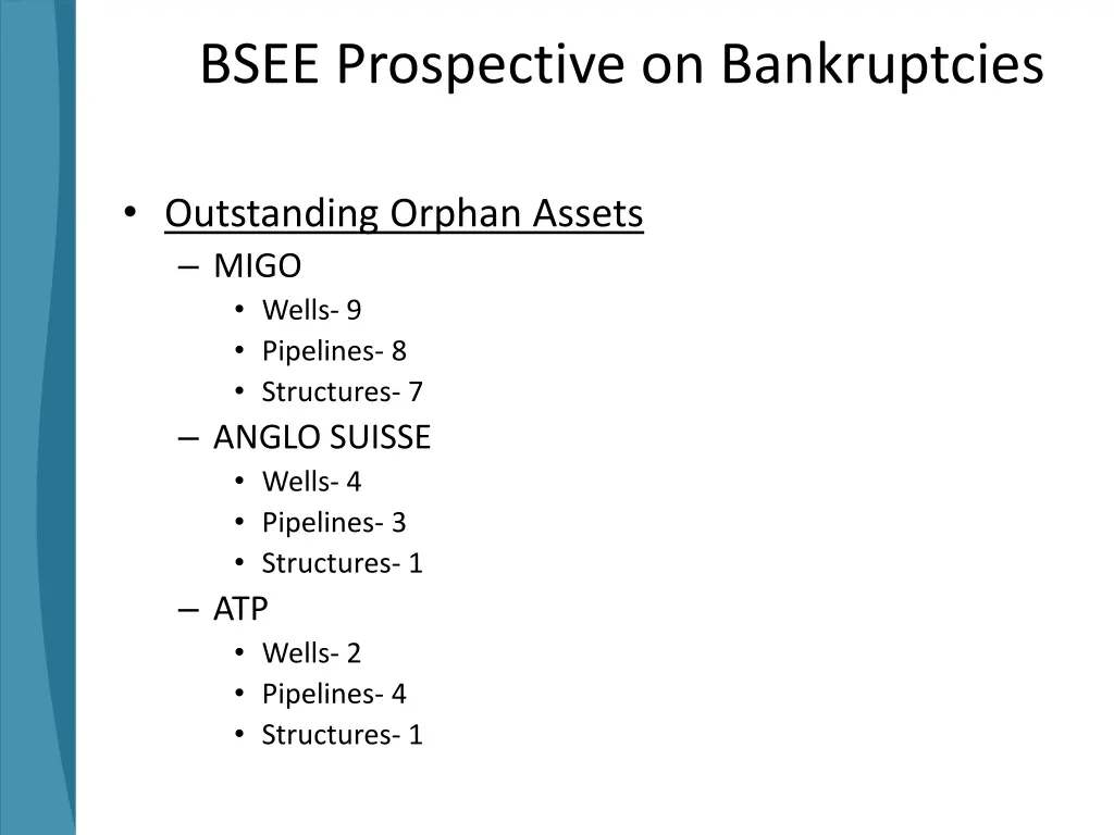 bsee prospective on bankruptcies