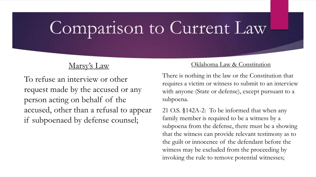 comparison to current law 5