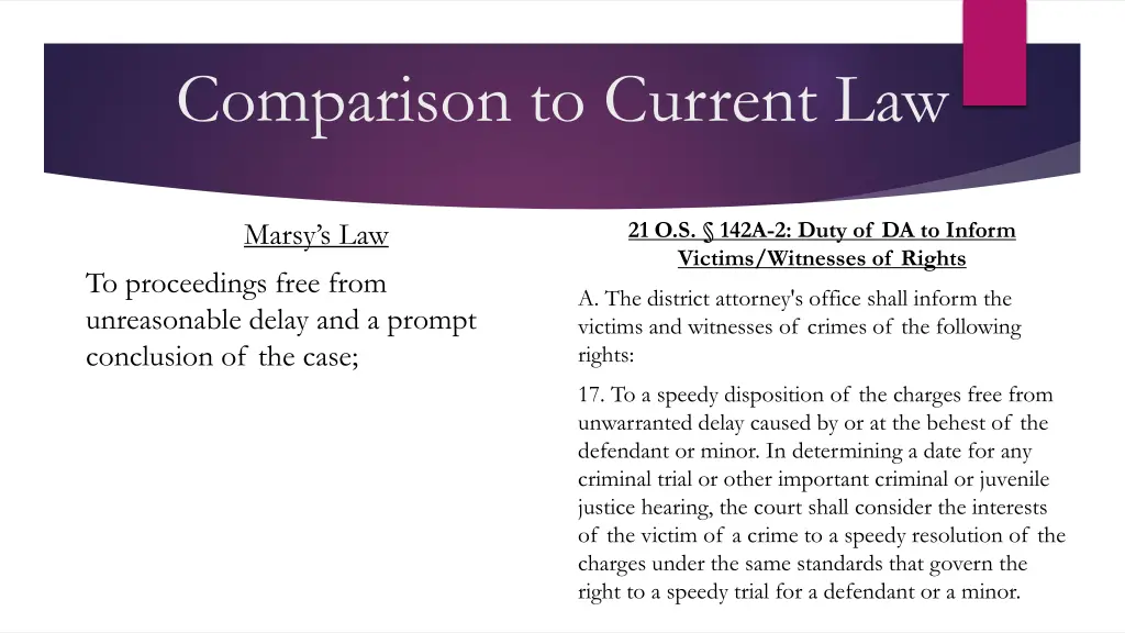 comparison to current law 7