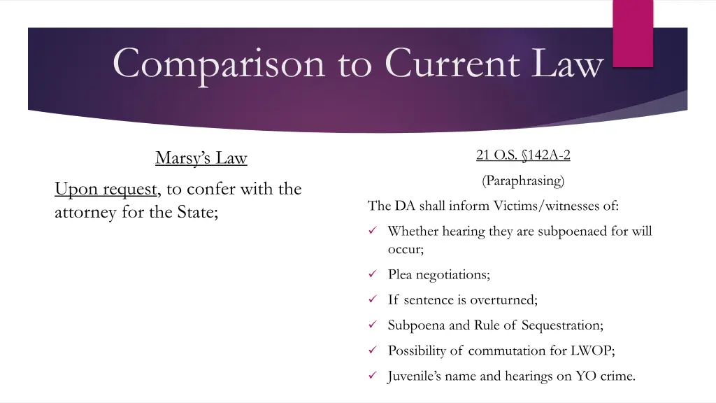 comparison to current law 8