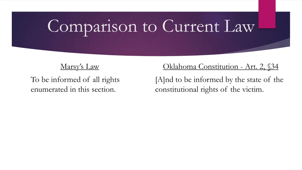 comparison to current law 9