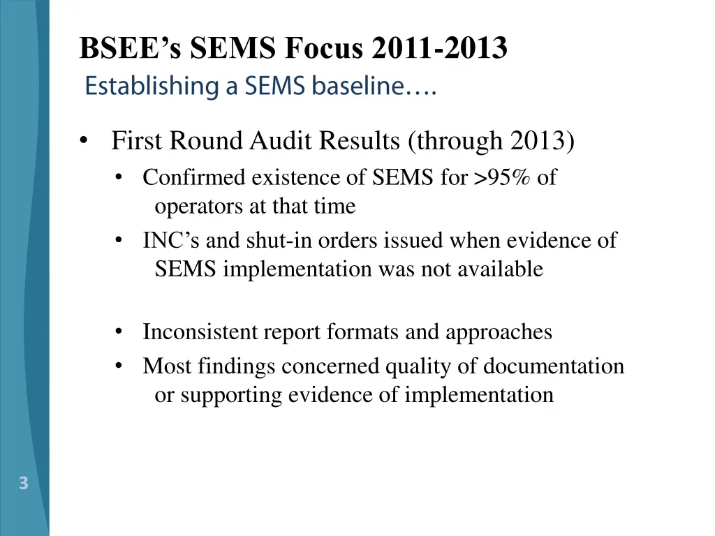 bsee s sems focus 2011 2013