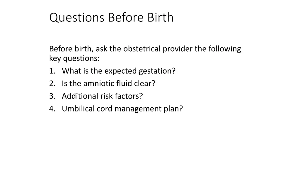 questions before birth