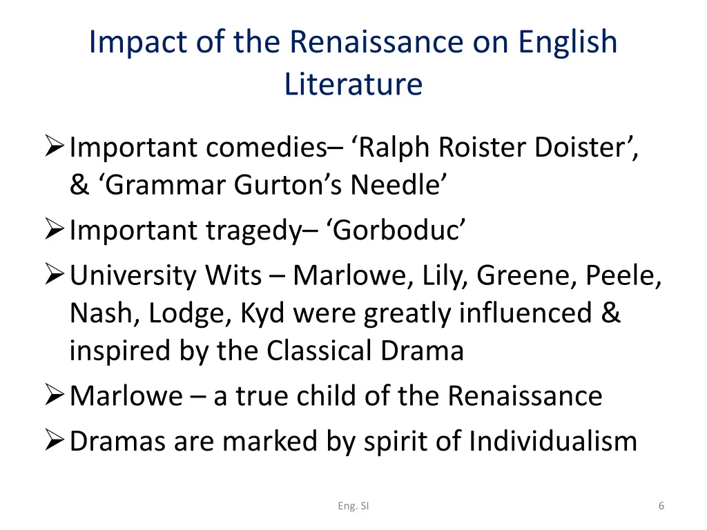 impact of the renaissance on english literature 1