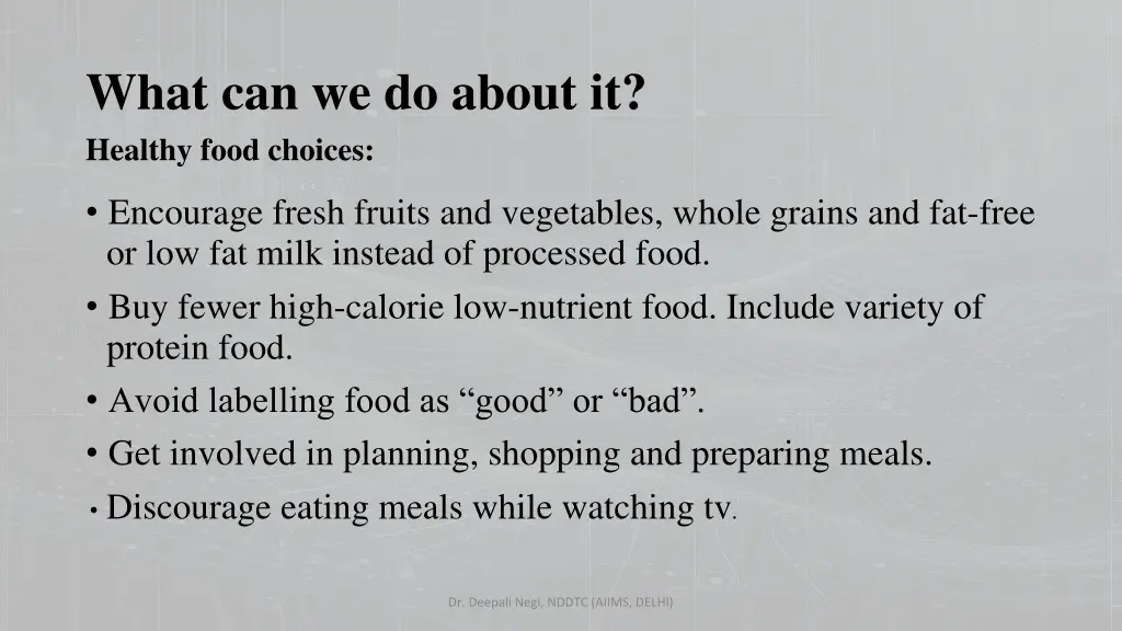 what can we do about it healthy food choices