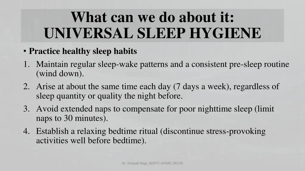 what can we do about it universal sleep hygiene