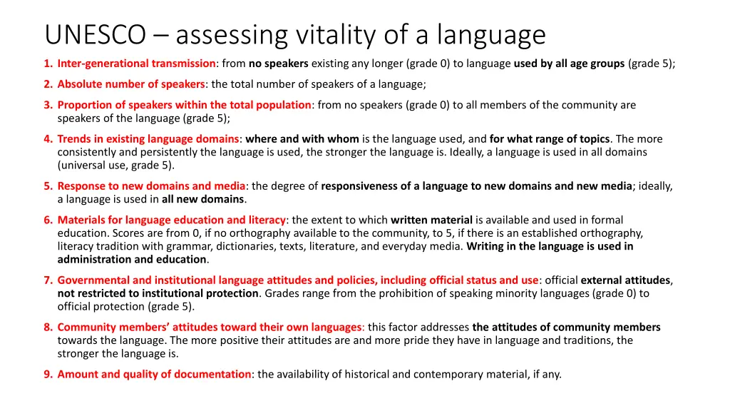 unesco assessing vitality of a language