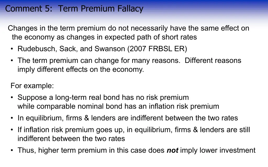 comment 5 term premium fallacy