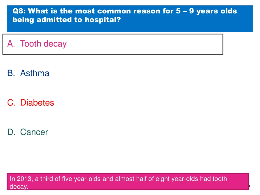 q8 what is the most common reason for 5 9 years 1