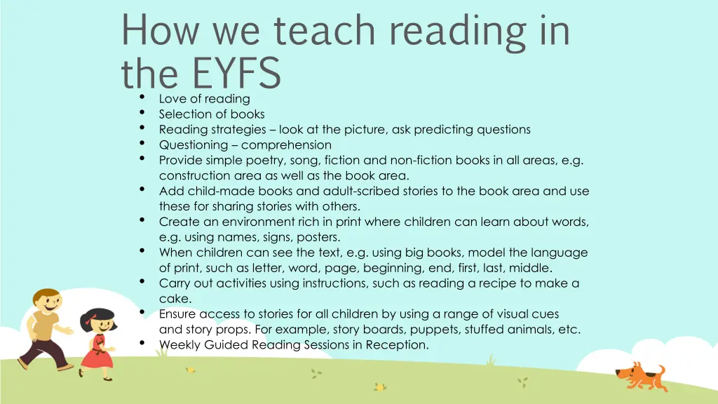 how we teach reading in the eyfs love of reading