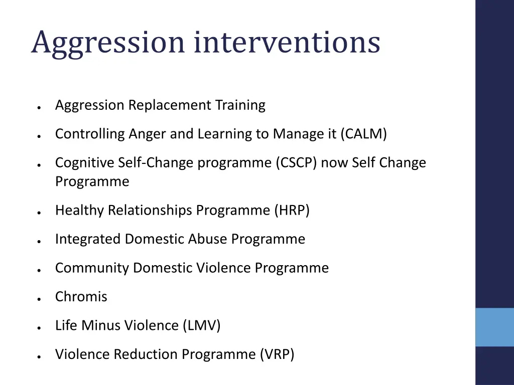 aggression interventions