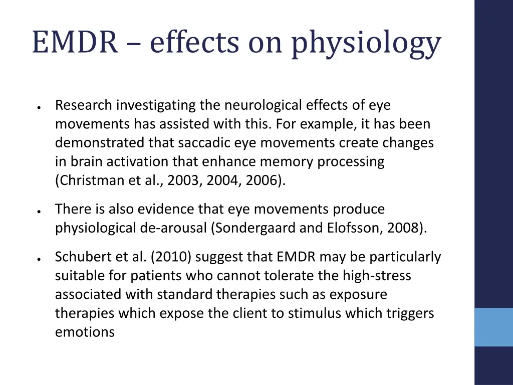 emdr effects on physiology