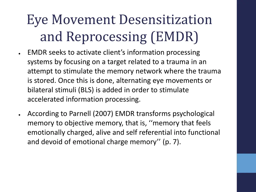 eye movement desensitization and reprocessing emdr