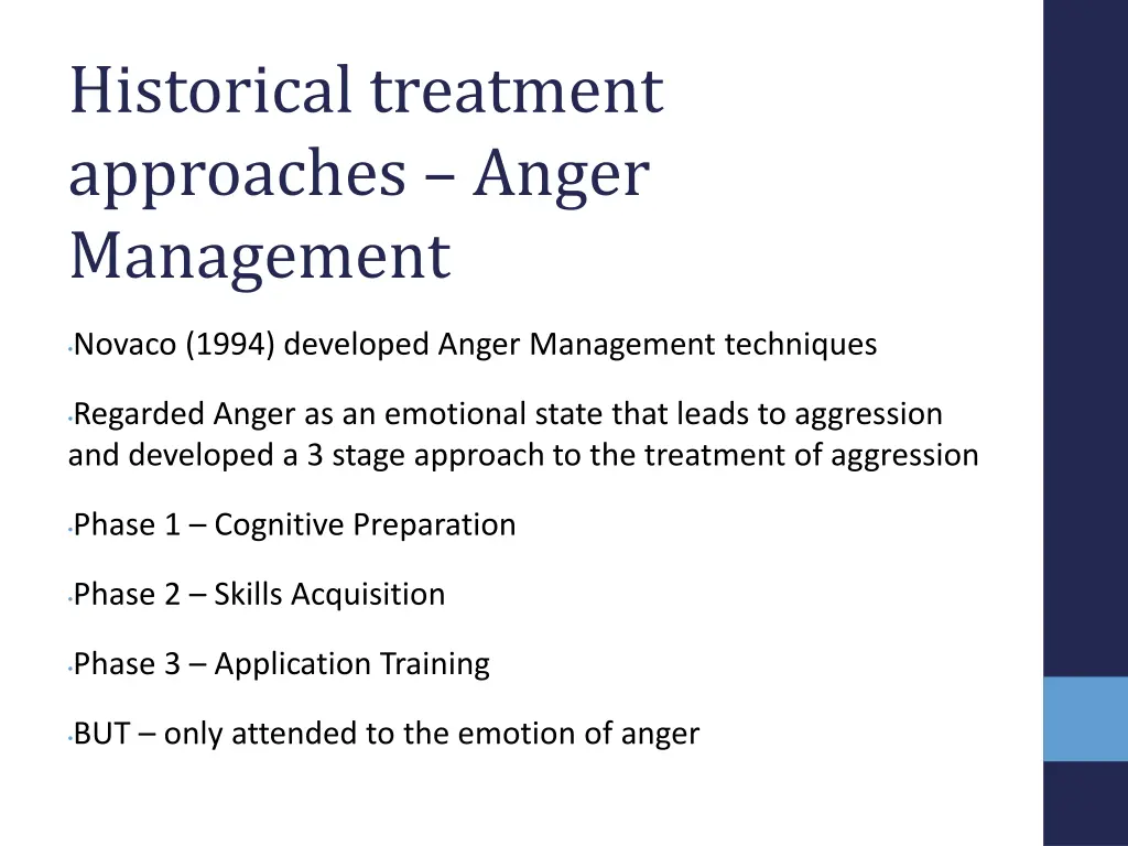 historical treatment approaches anger management