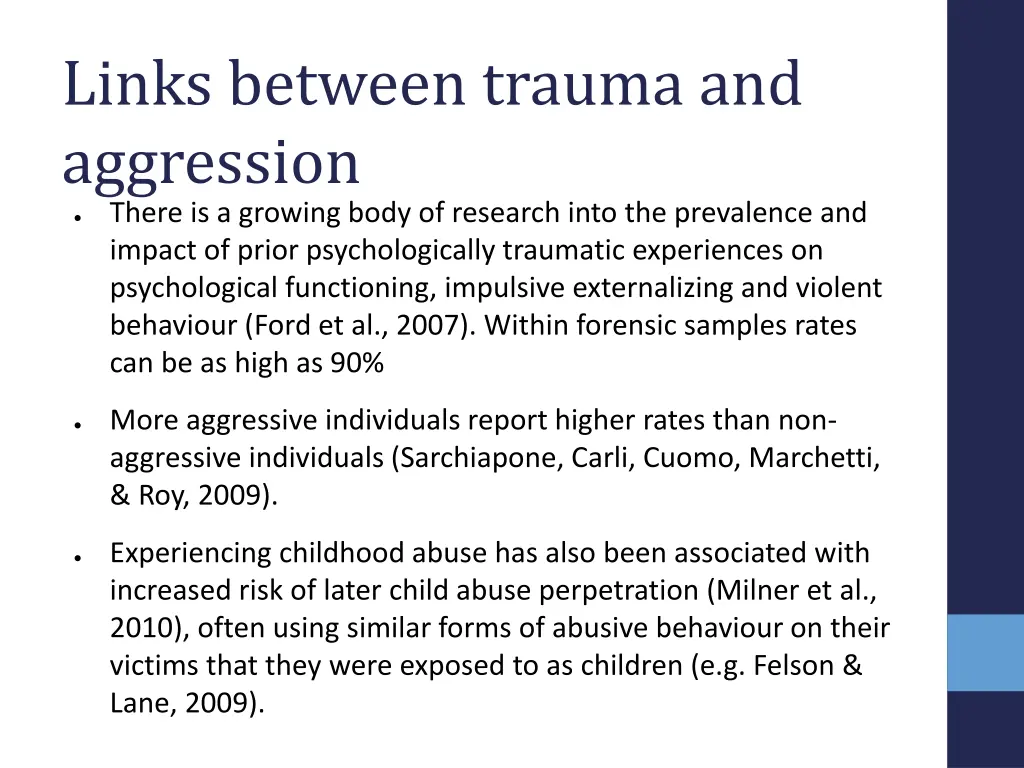 links between trauma and aggression there