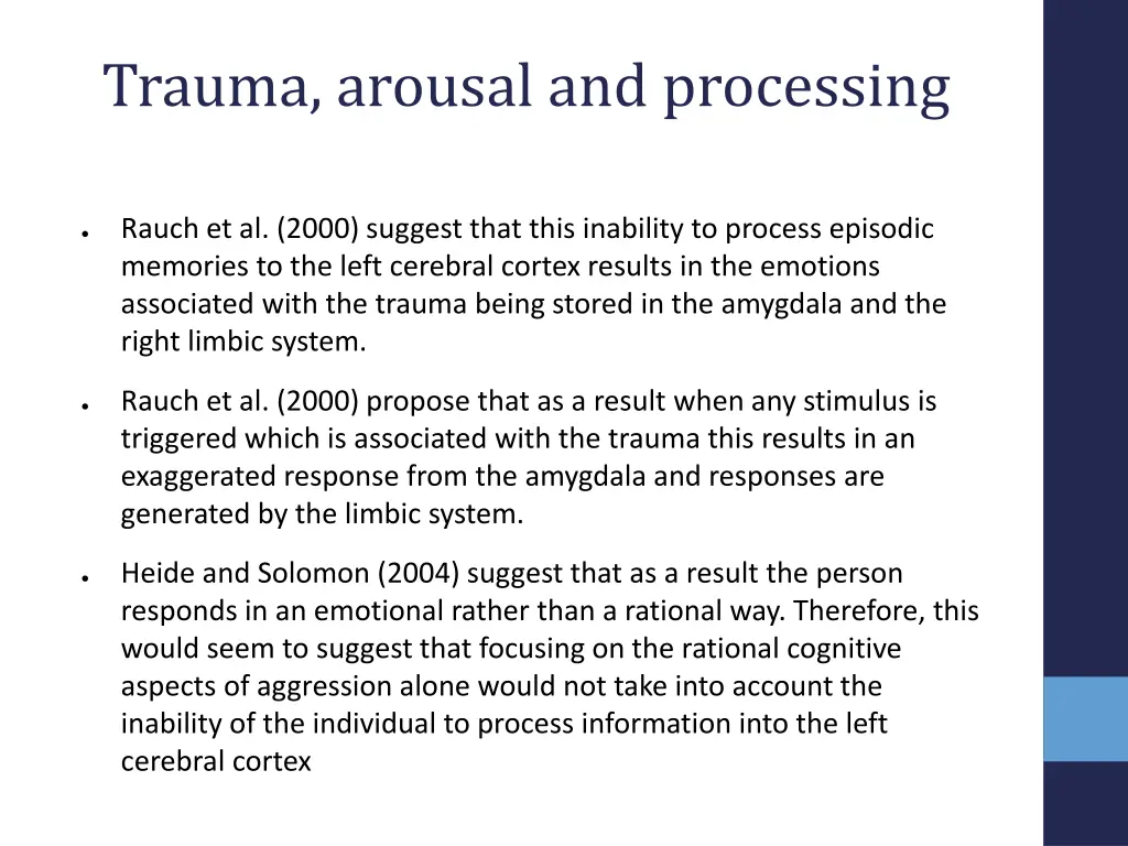 trauma arousal and processing