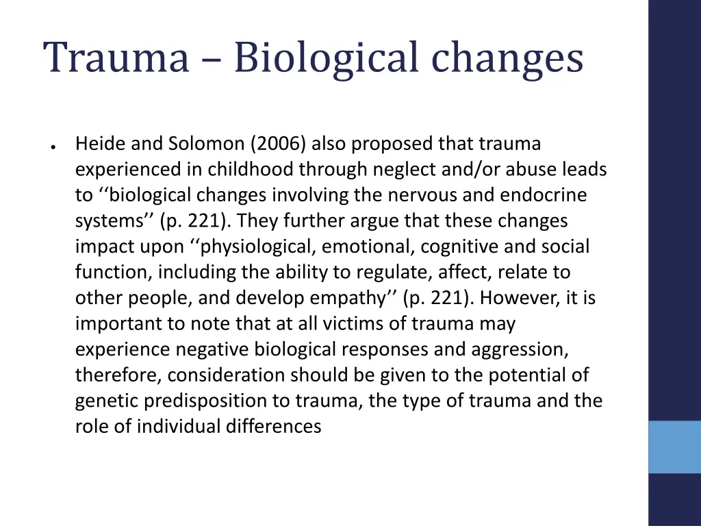 trauma biological changes