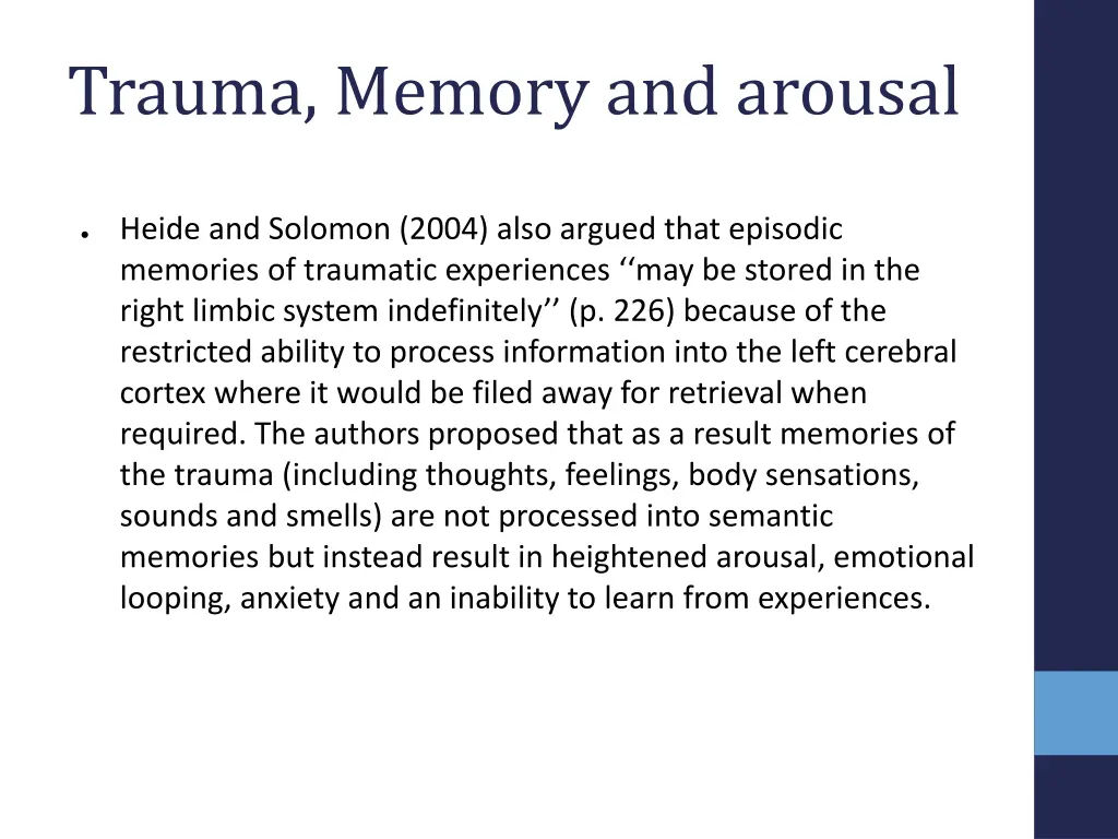 trauma memory and arousal