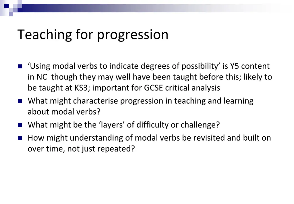 teaching for progression