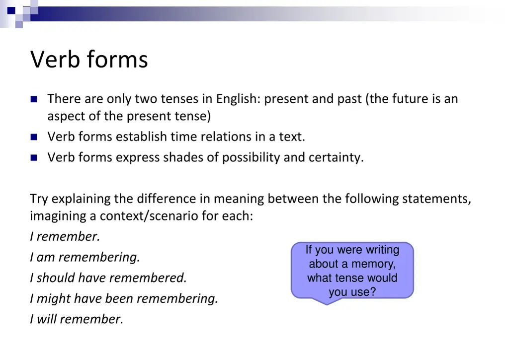 verb forms