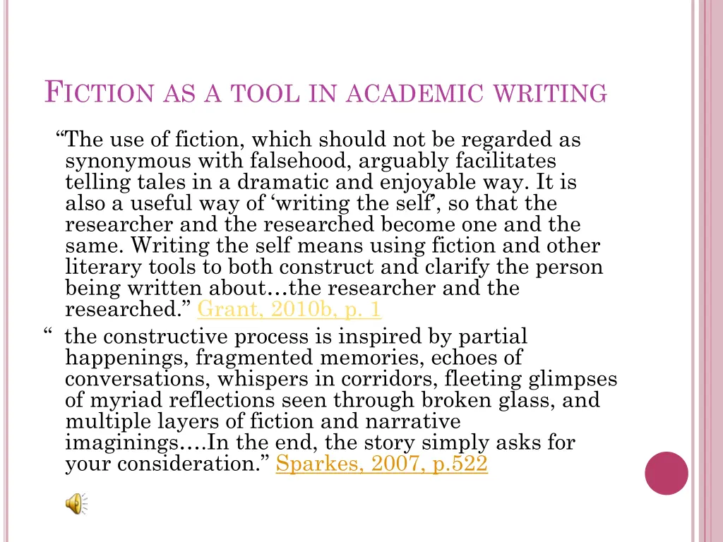 f iction as a tool in academic writing