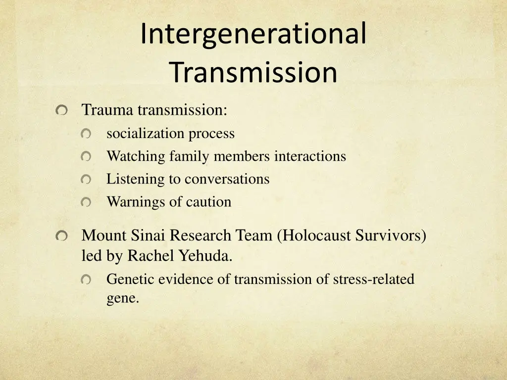 intergenerational transmission 1