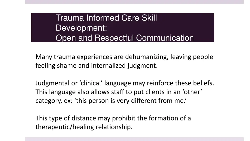 trauma informed care skill development open