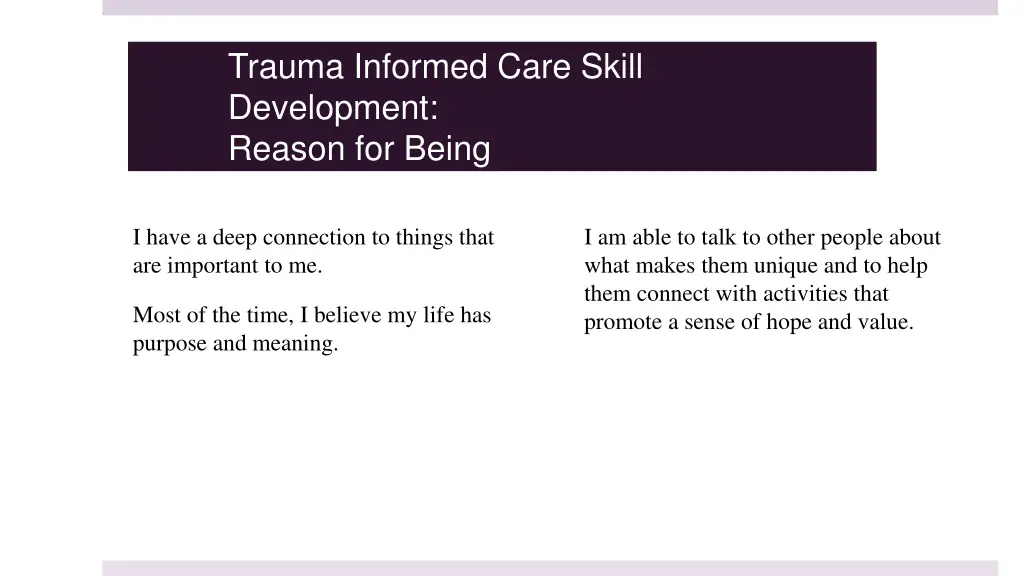 trauma informed care skill development reason